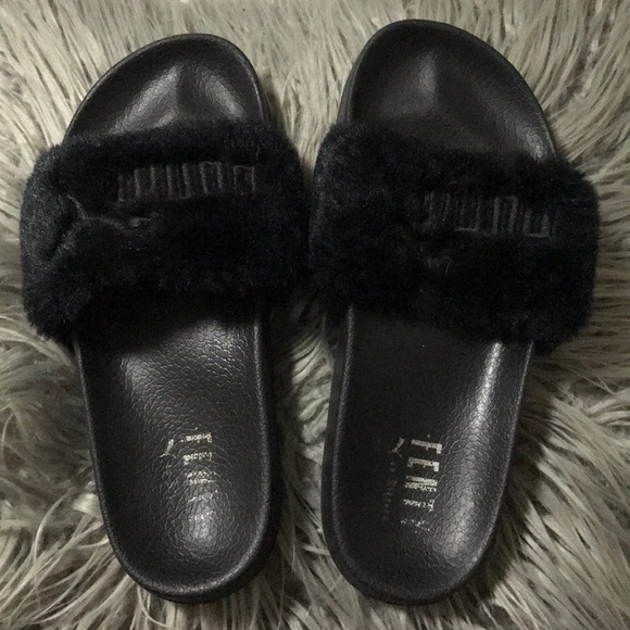 fur slip ons